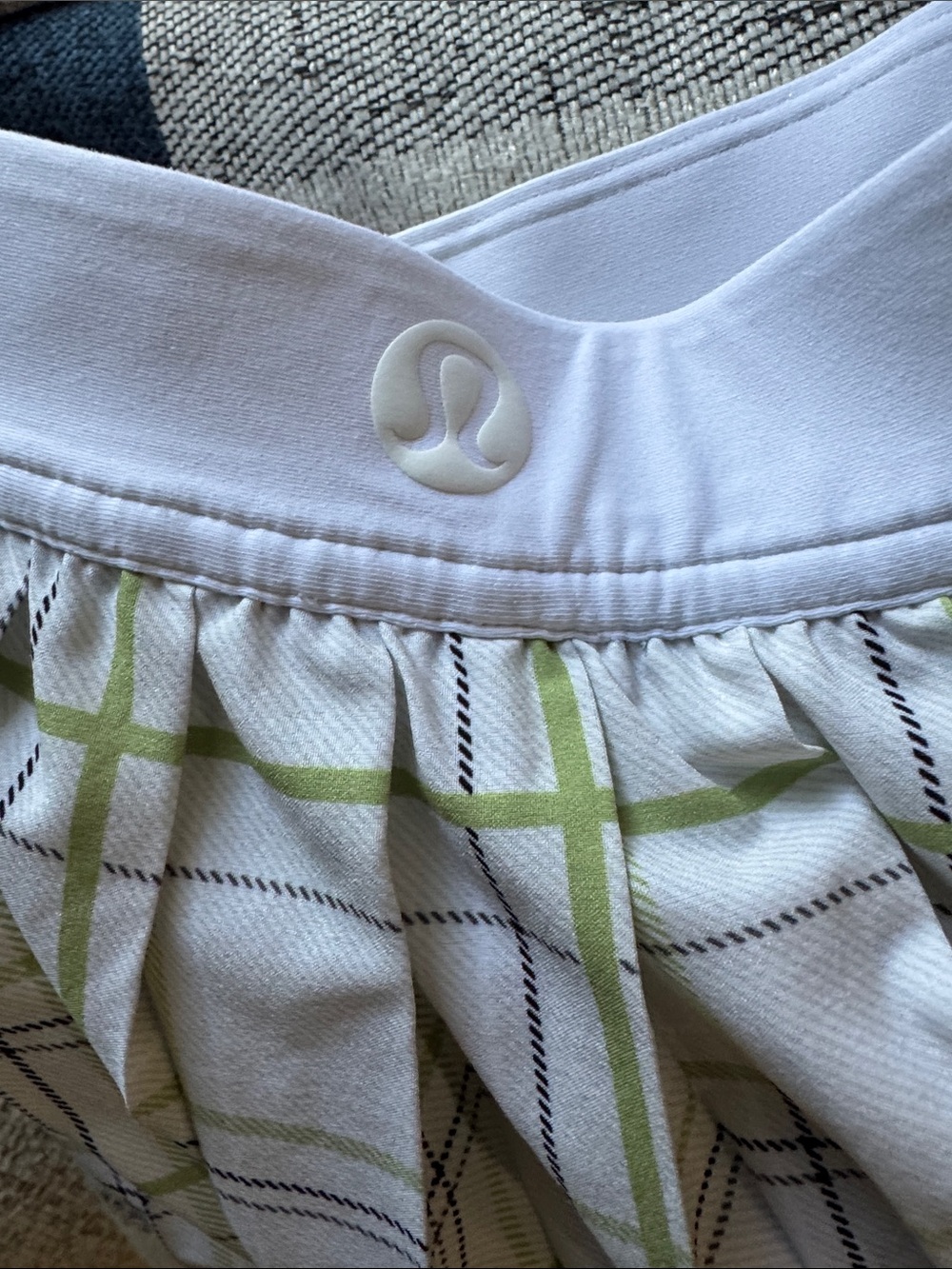 lululemon athletica White and Light Green Plaid Pleated Mini Skirt - Picture 5 of 5